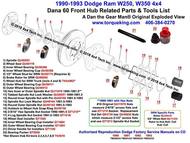 New Exploded View for 1990-1993 Dodge Ram W250, W350 4x4 Dana 60 Front Hub