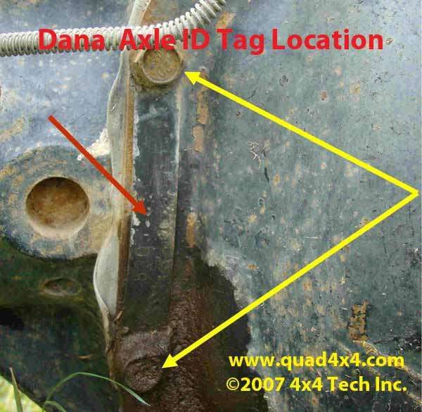 Dana axle BOM build tag on differential cover — how to identify your axle
