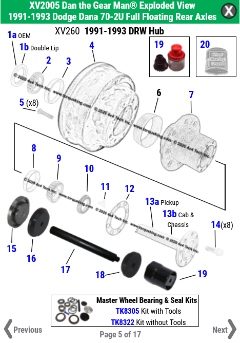 New Exploded View for Dodge Dana 70-2U Rear Axles!