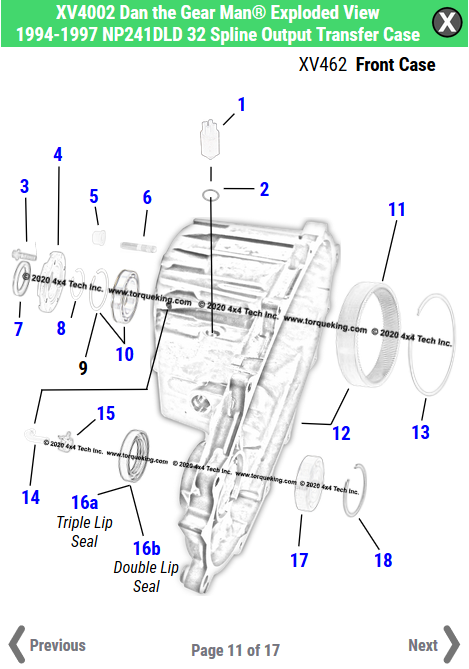 New Exploded Views for 1994-1997 Dodge NP241 Series Transfer Cases!