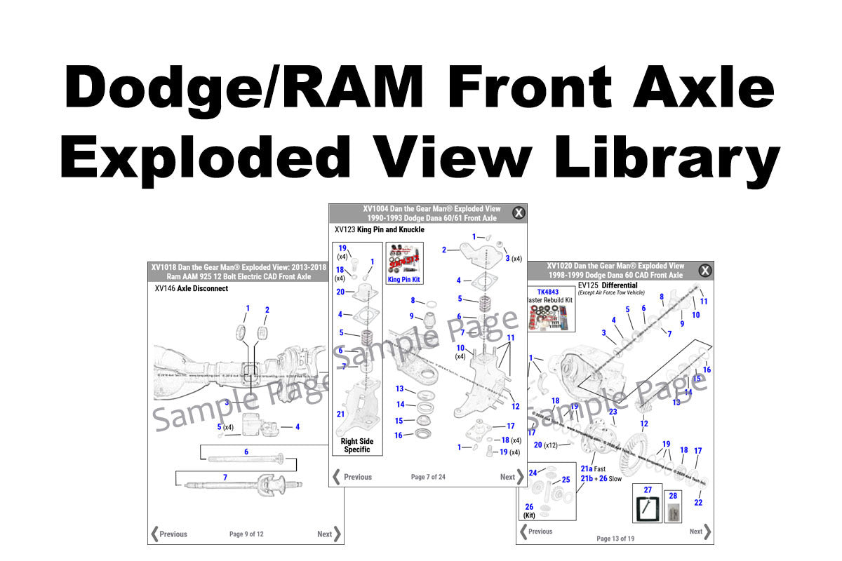 Dodge & Ram Front Axle Exploded Views
