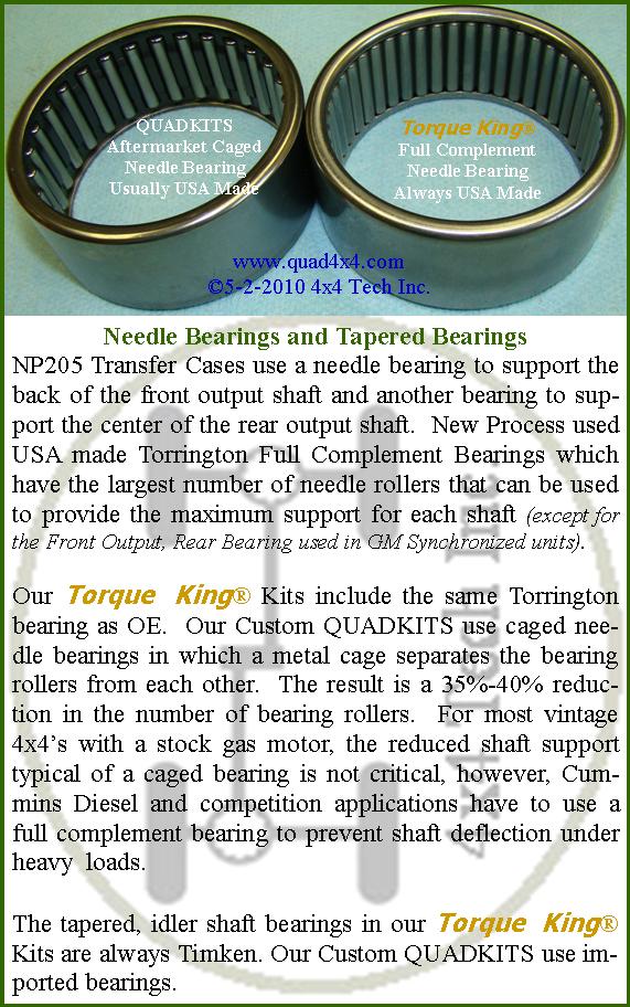 TK50356 Front Output Shaft, Rear Needle Bearing for NP205 Transfer Cases Torque King 4x4