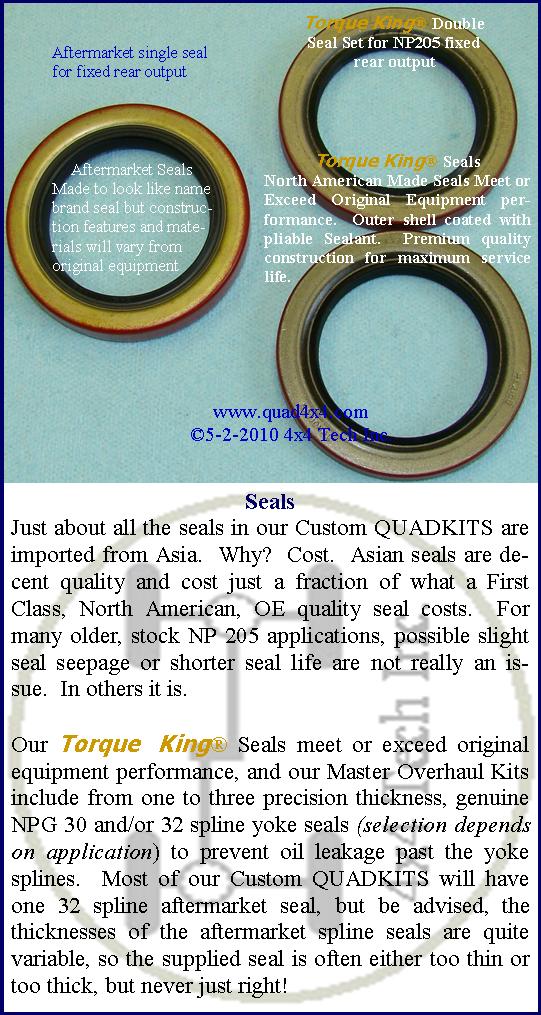 TK50123 NP205 2-1/8" ID Rear Output or Remote Input Seal