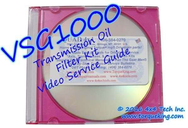 VSG1000 Oil Filter Kit DVD Video Torque King 4x4