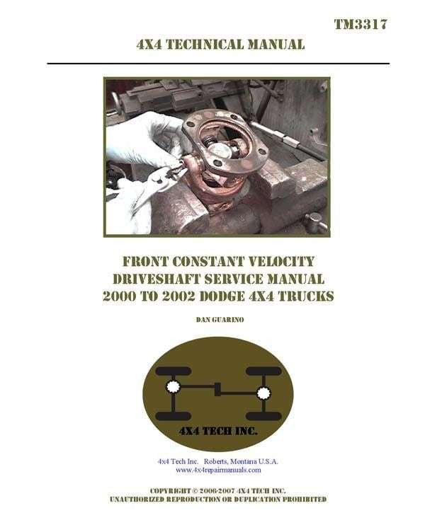 TM3317 1999.5-2002 Dodge Ram Front CV Driveshaft Service Manual Torque King 4x4