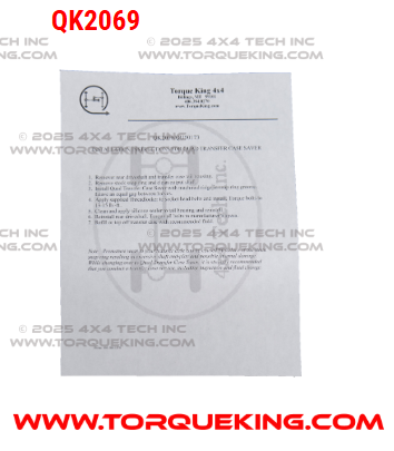 Instructions QK2069 Torque King 4x4
