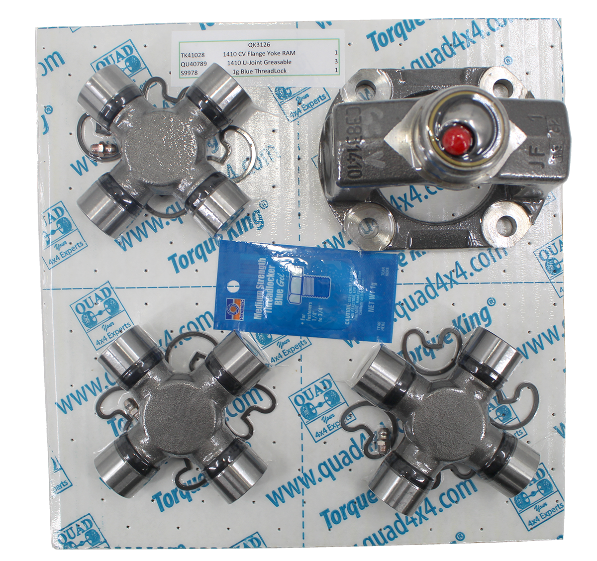 QK3126 1410 Front Driveshaft Custom Rebuild Kit with Greaseable U-Joints Torque King 4x4