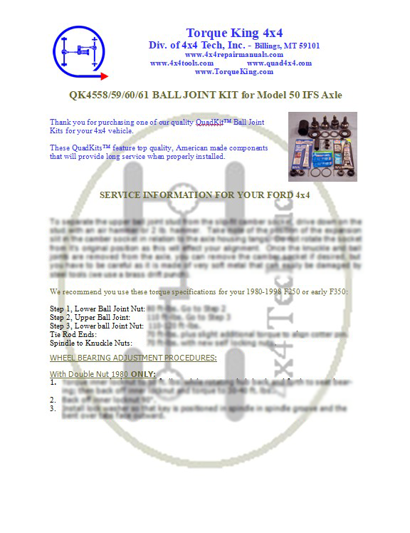 QK4561 Instructions Torque King 4x4