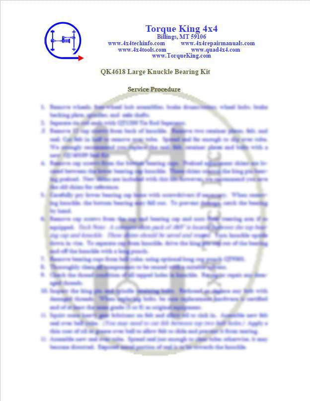QK4618 Service Instructions Torque King 4x4