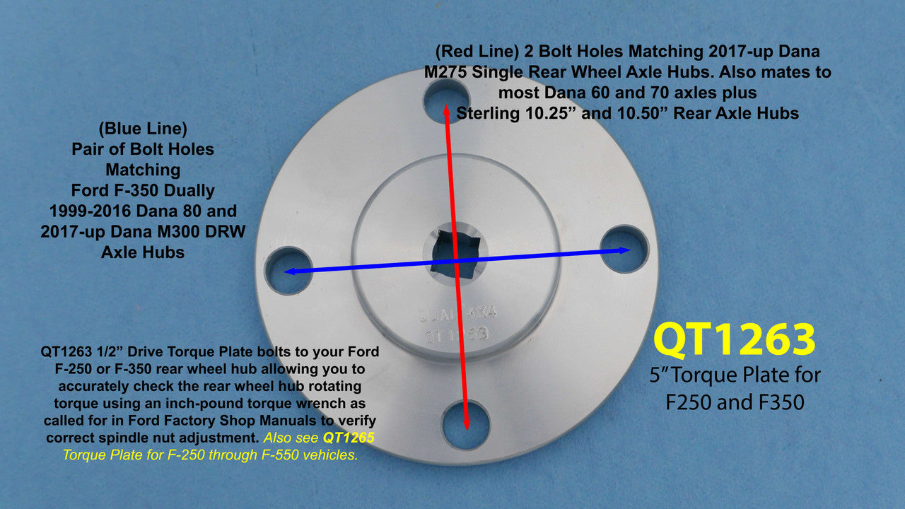 QT1263 1/2" Drive Rear Hub Torque Plate For Ford F250 & F350 Axles Torque King 4x4