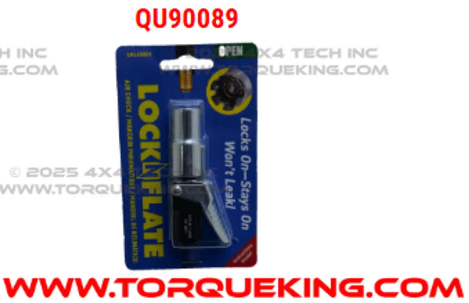QU90089 LockNFlate Locking Air Chuck Open Flow, Straight