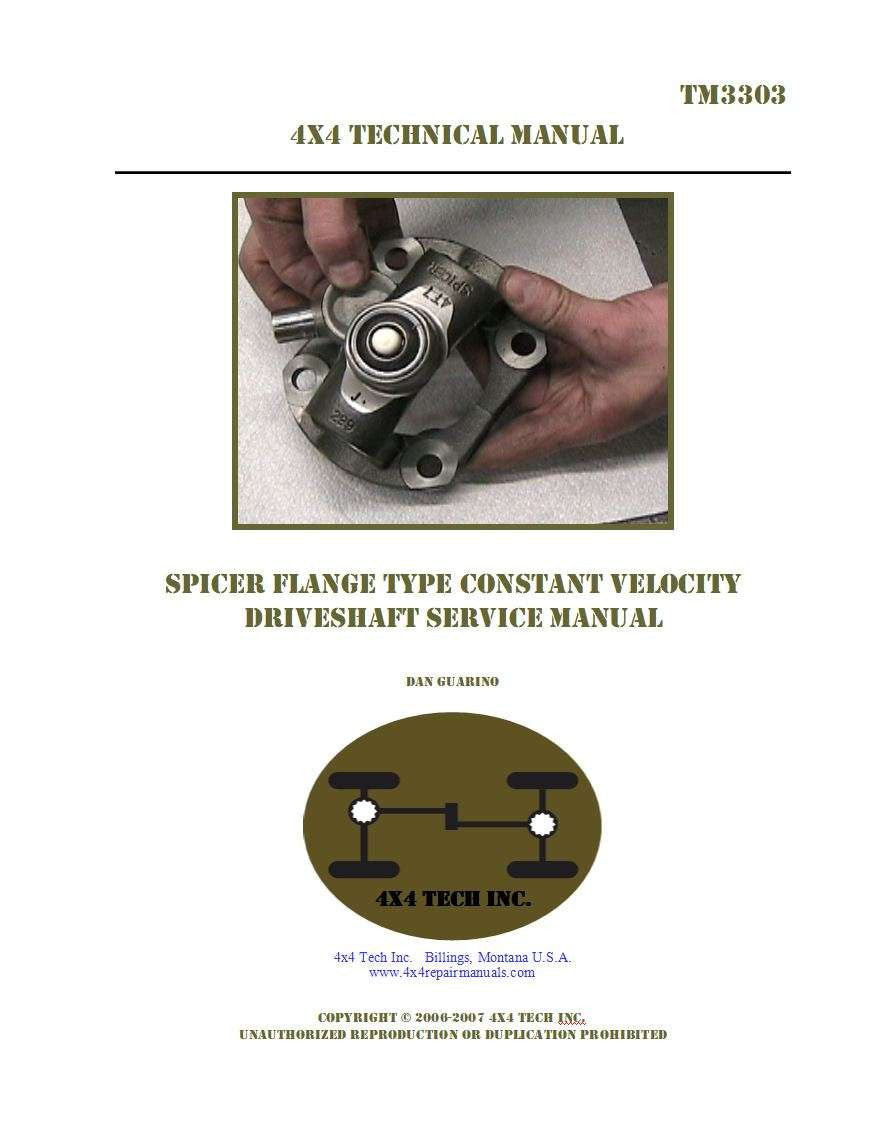 TM3303 Spicer Type CV Driveshaft Service Manual Torque King 4x4