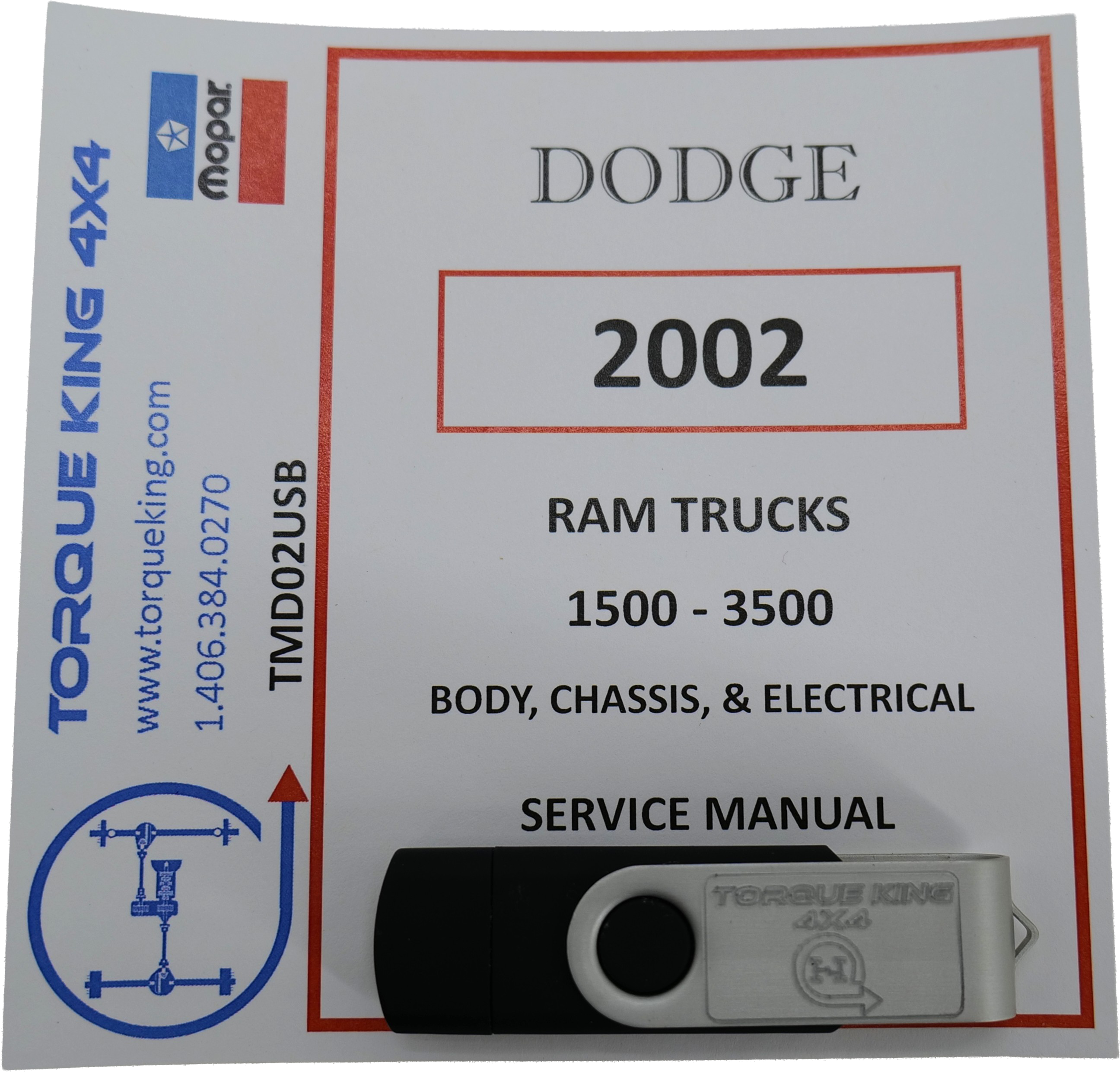 TMD02USB 2002 Dodge Factory Service Manuals on USB for Ram 2500, 3500 Torque King 4x4