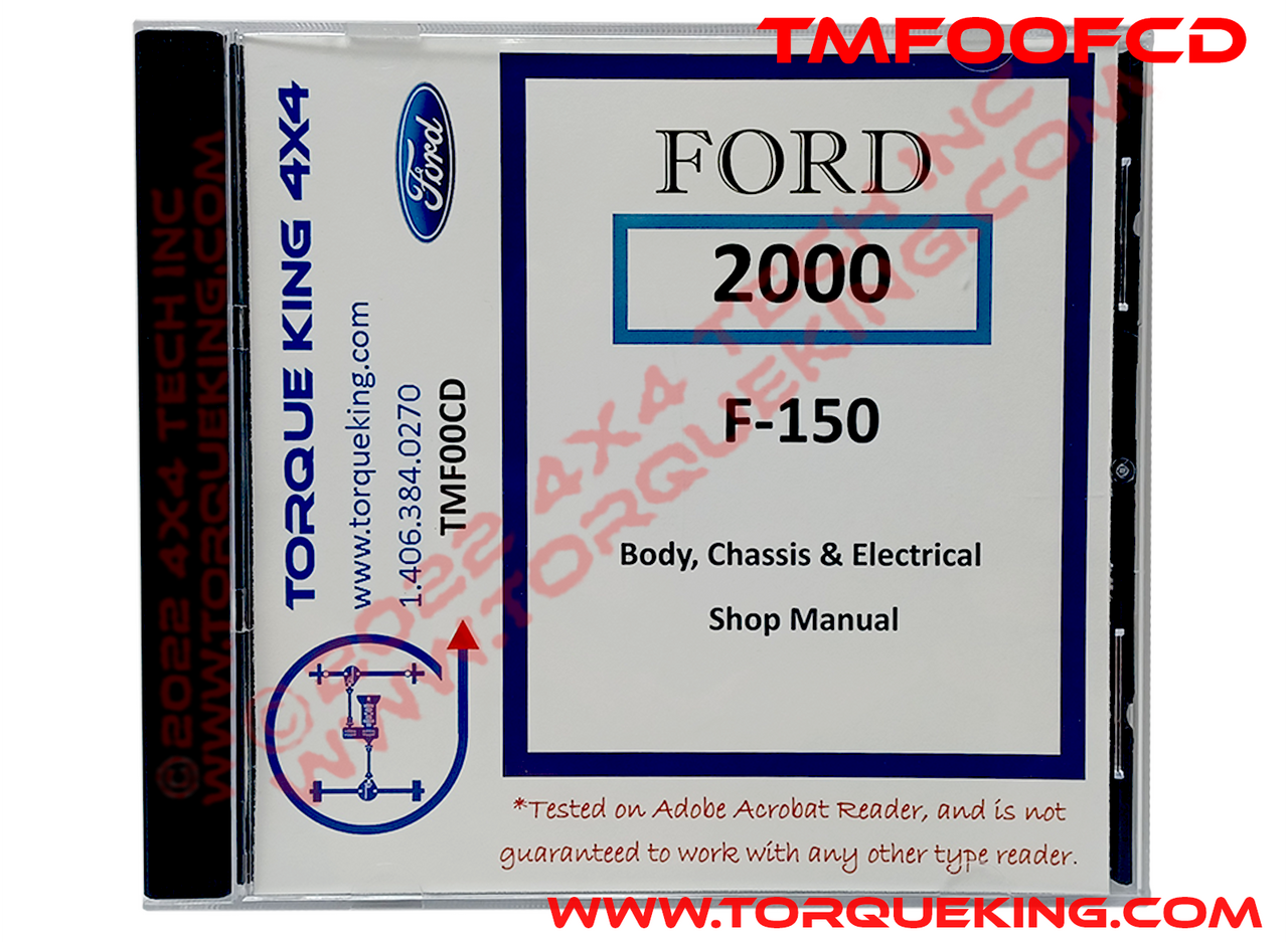 TMF00F15CD 2000 Ford Factory Shop Manual on CD for F150 Torque King 4x4