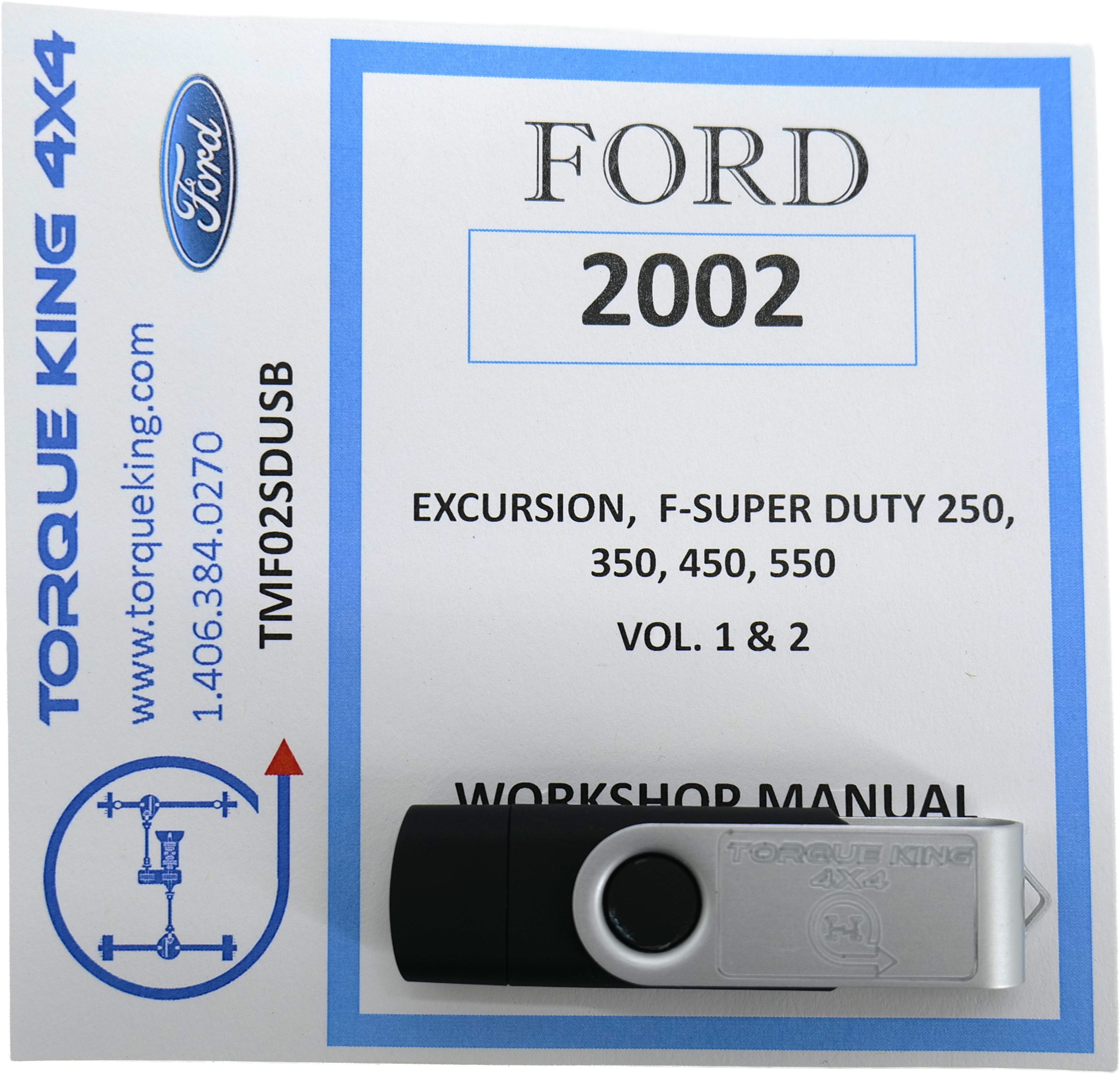 TMF02SDUSB 2002 Ford Factory Shop Manual on USB for F250-F550 Super Duty Torque King 4x4