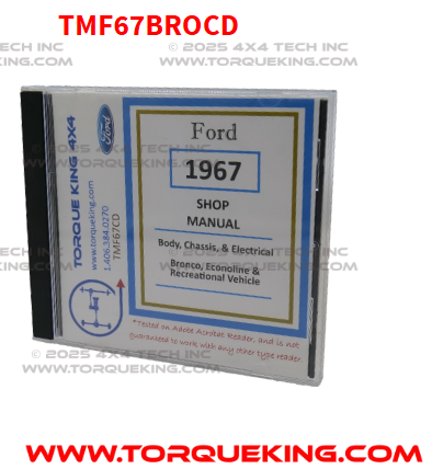 TMF67BROCD 1967 Ford Factory Shop Manual on CD for Bronco, Econoline