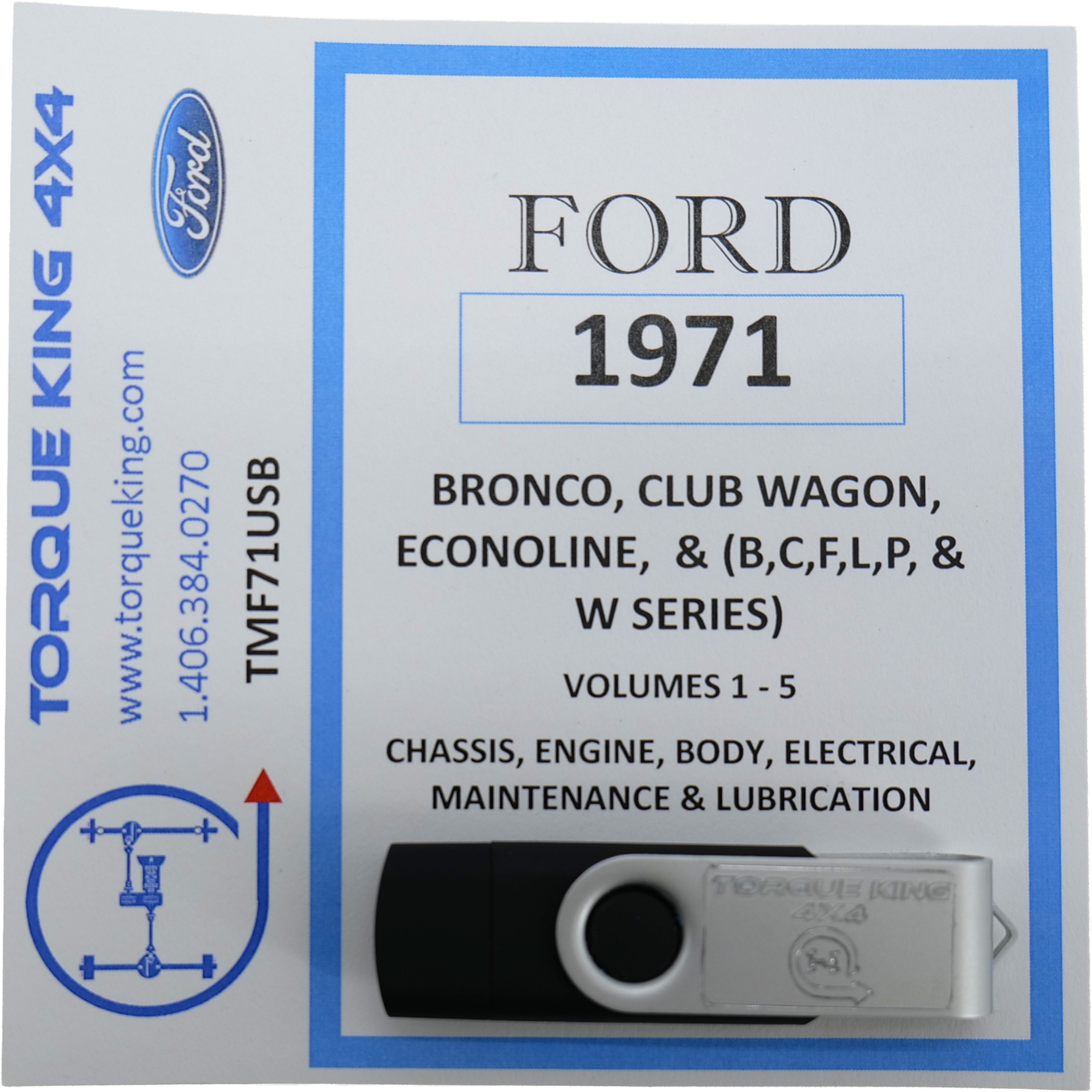 TMF71USB 1971 Ford Factory Shop Manual on USB for Truck