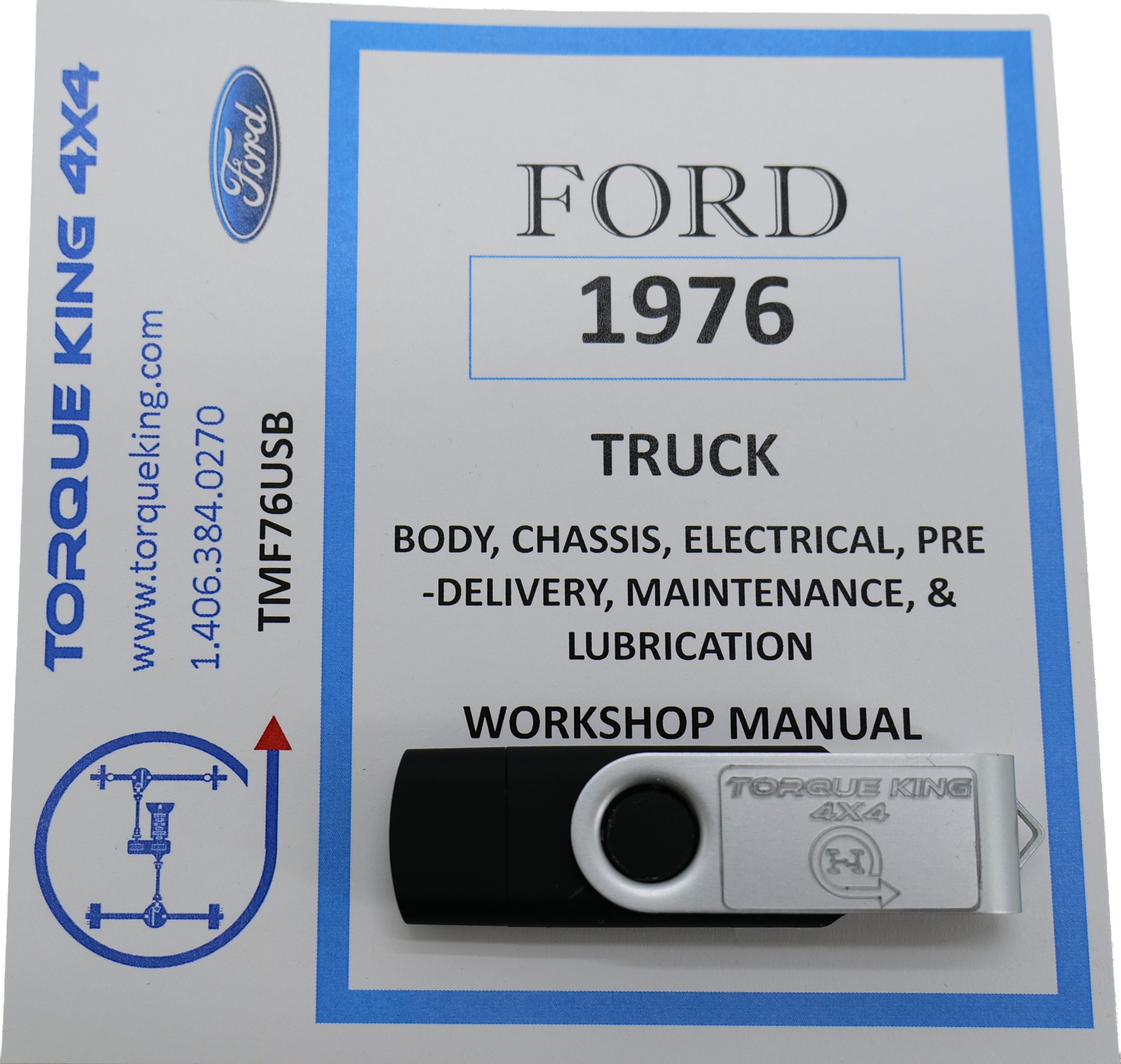 TMF76USB 1976 Ford Factory Shop Manual on USB for Truck Torque King 4x4