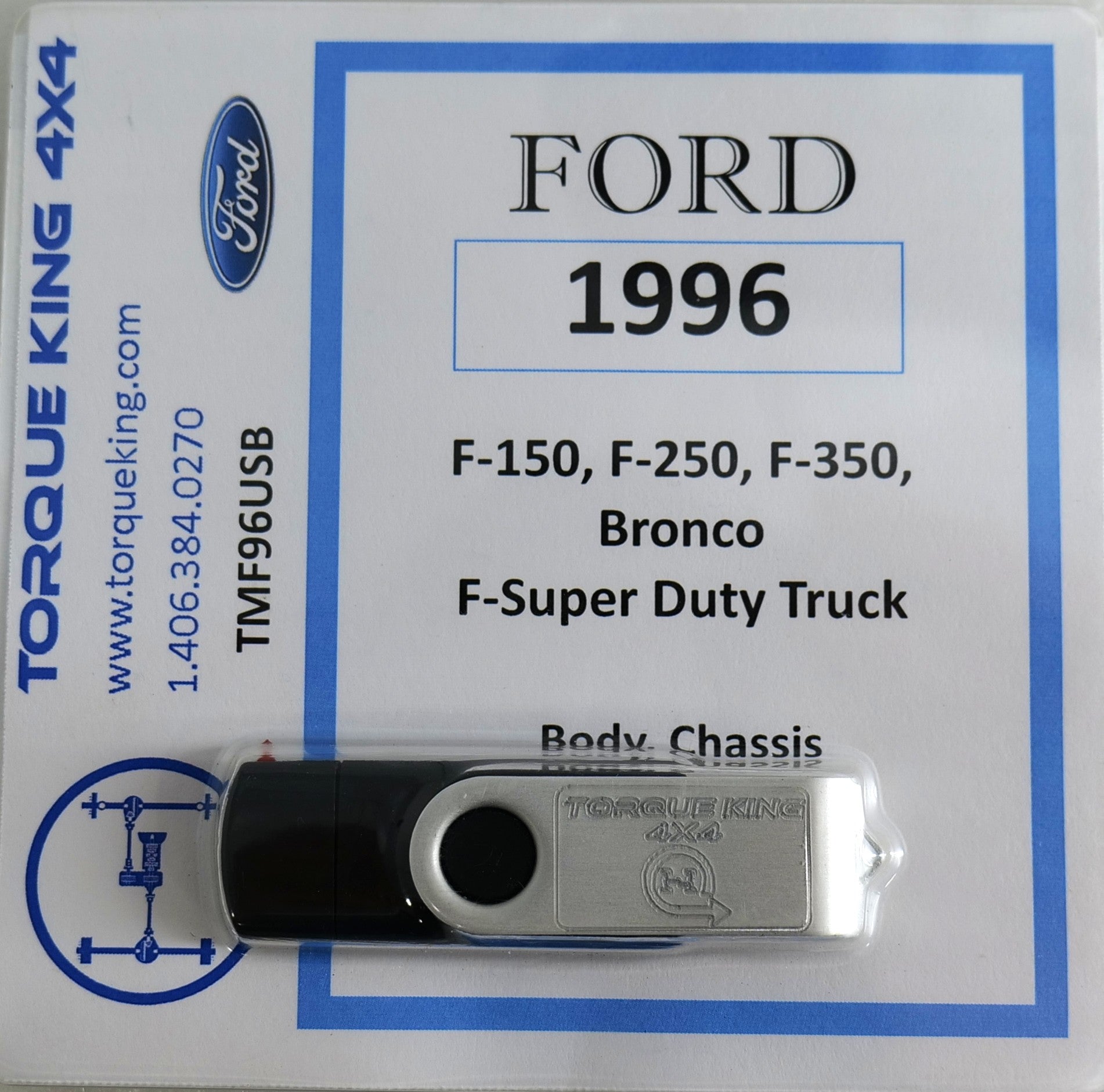TMF96USB 1996 Ford Factory Shop Manual on USB for F150-F450, Bronco