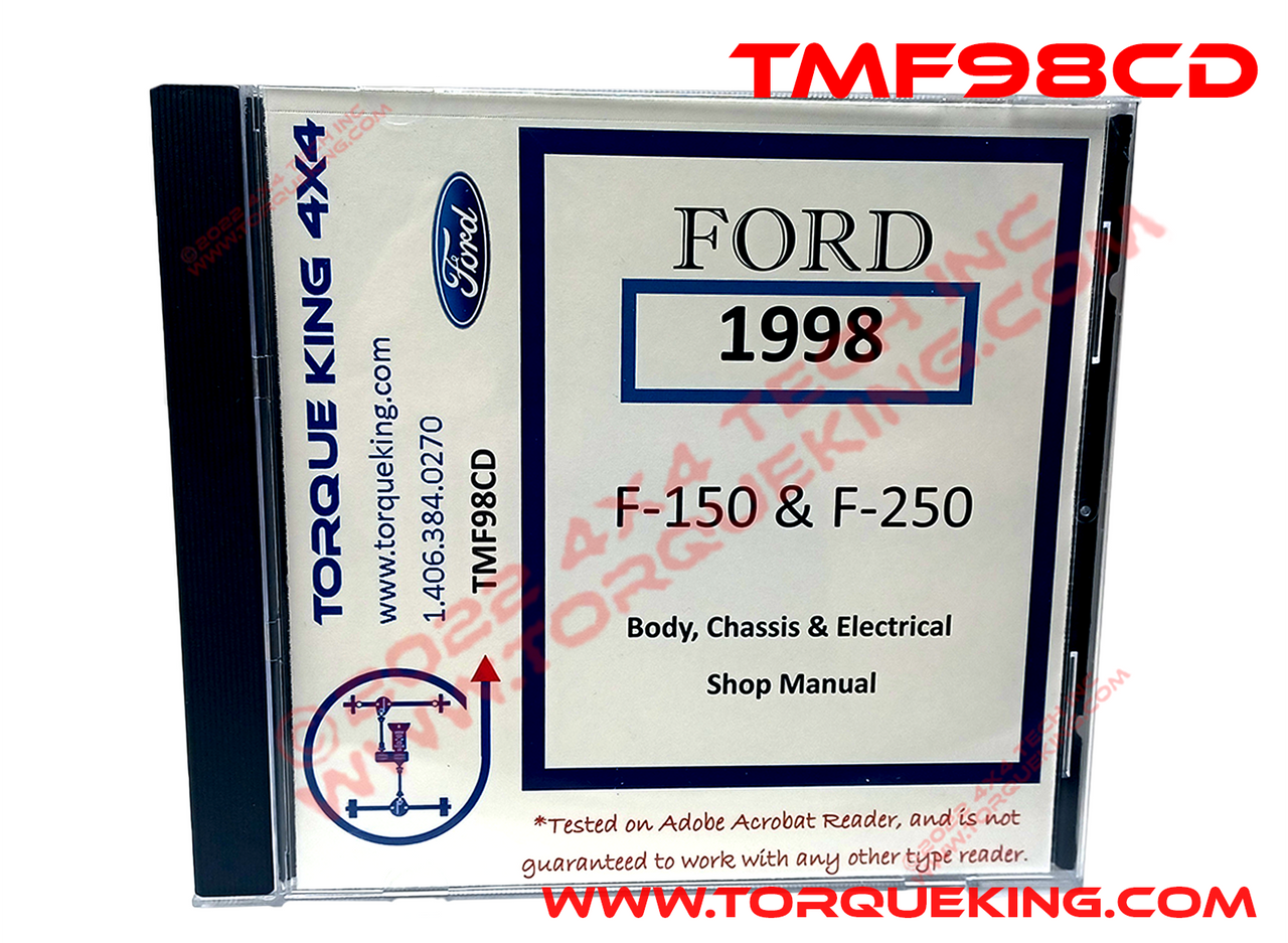 TMF98F15CD 1998 Ford Factory Shop Manual on CD for F150-F250 Torque King 4x4
