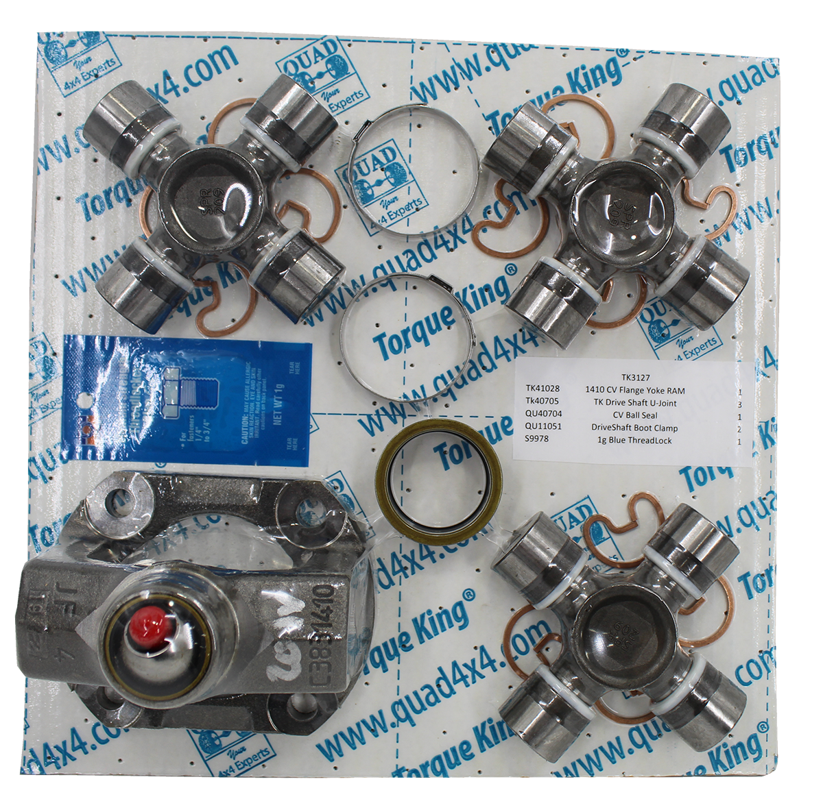 TK3127 1410 Front Driveshaft Premium Rebuild Kit with Non-Greaseable U-Joints Torque King 4x4