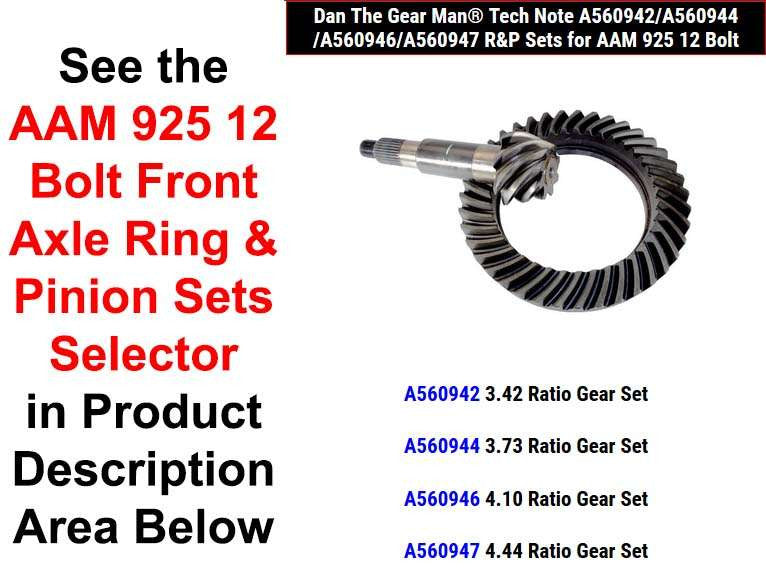 A560942 A560944 A560946 A560947 Ring & Pinon Sets for AAM 925 12 Bolt Torque King 4x4