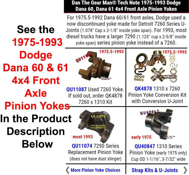 1975-1993 Dodge D60 Front Pinion Yokes Torque King 4x4