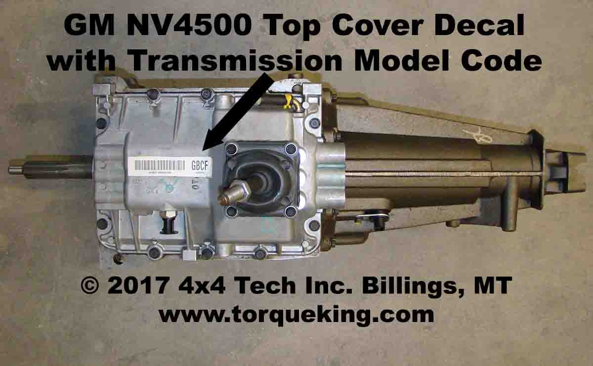 NV4500 Build Tags for Chevy, Dodge, GMC, and Ram IDN-108 Torque King 4x4