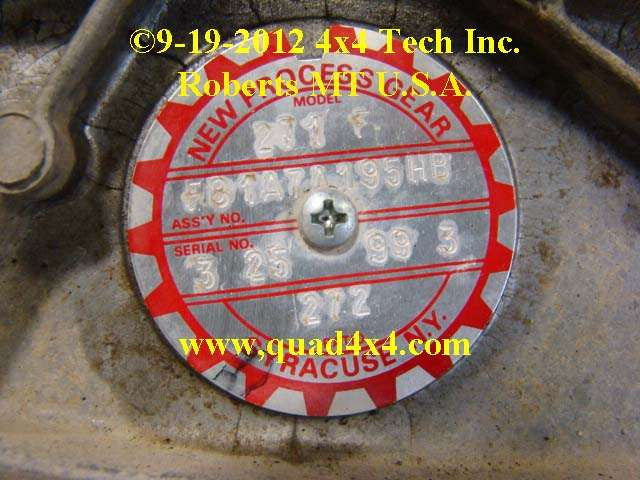 Ford New Venture Build Tag IDN-103 Torque King 4x4