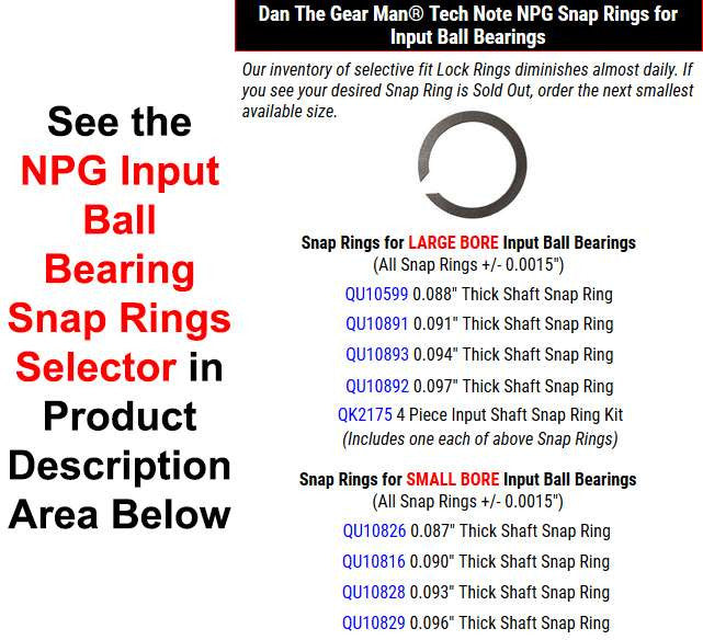 NPG Snap Rings Selector Torque King 4x4