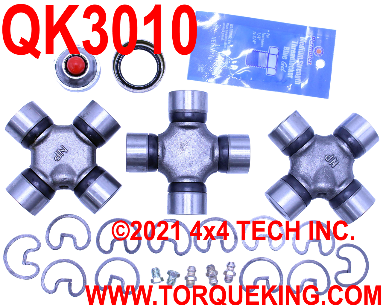 QK3010 1310 Greaseable CV Rebuild Kit with Replacement CV Ball & Socket Torque King 4x4