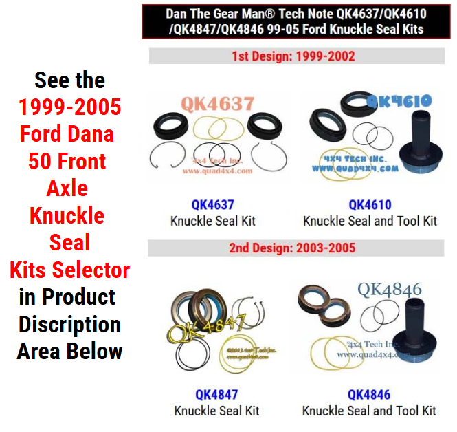 1999-2005 Ford Dana 50 Knuckle Seal Kits Selector Torque King 4x4