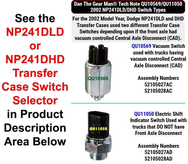 QU10569, QU11050 NP241DLD NP241DHD Switch Selector Torque King 4x4