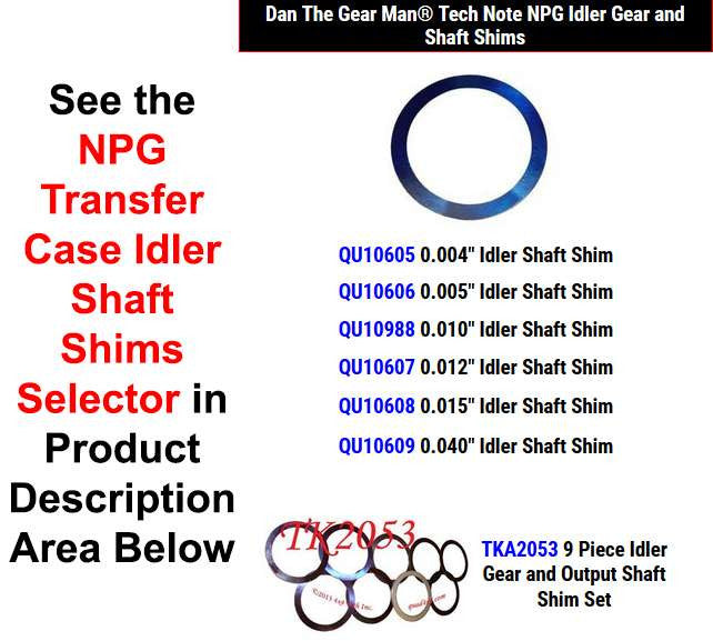 QU10605 QU10606 QU10988 QU10607 QU10608 QU10609 TKA2053 NPG Shims Selector Torque King 4x4