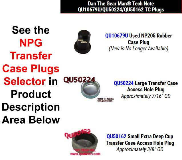 QU10679U QU50224 QU50162 Transfer Case Plugs Selector Torque King 4x4