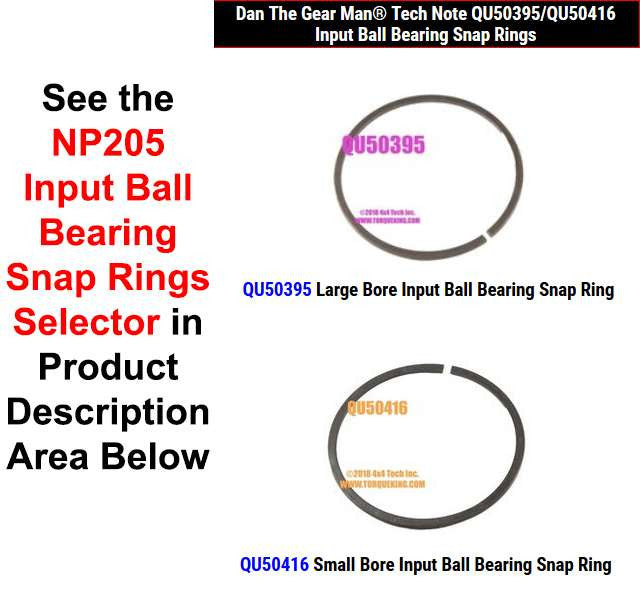 QU50395/QU50416 Input Ball Bearing Snap Rings Selector Torque King 4x4