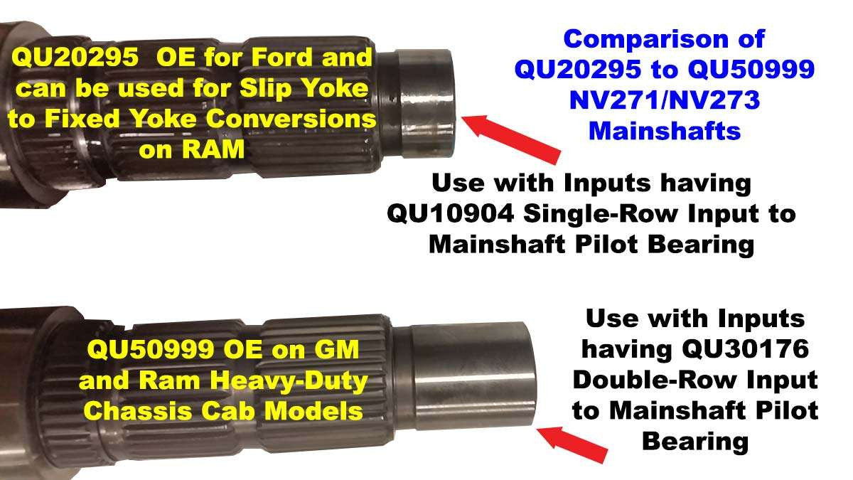 QU50999 Fixed Rear Output Shaft for NV273C, NV271D, NV273D Transfer Cases Torque King 4x4