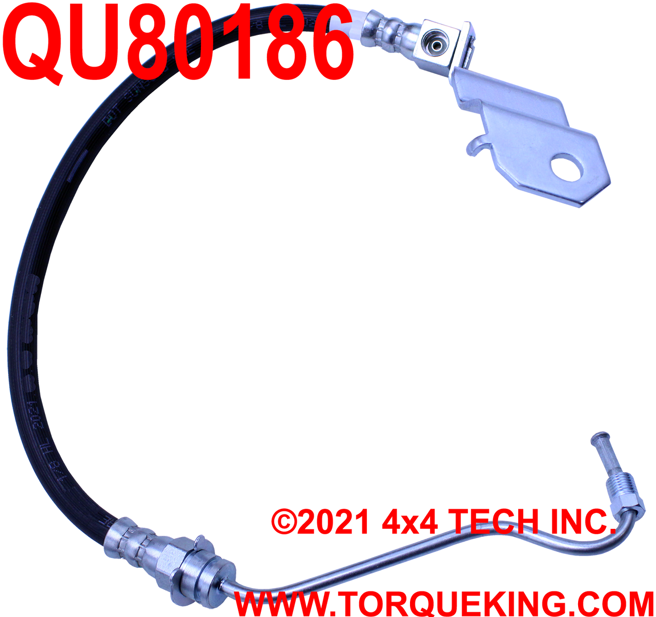 QU80186 Frame to Axle Brake Hose for 1977-1979 F150 Front Axles Torque King 4x4