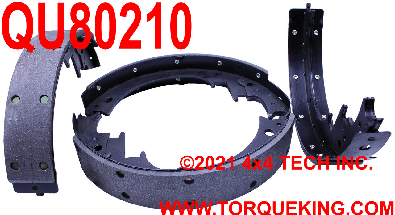 QU80210 Front Brake Shoes for 12-1/8" x 2" Brakes Torque King 4x4