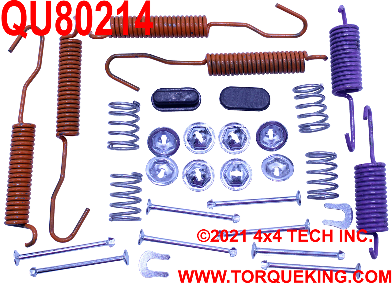 QU80214 Front Brake Shoe Hardware Kit for 12-1/8" x 2" Brakes Torque King 4x4