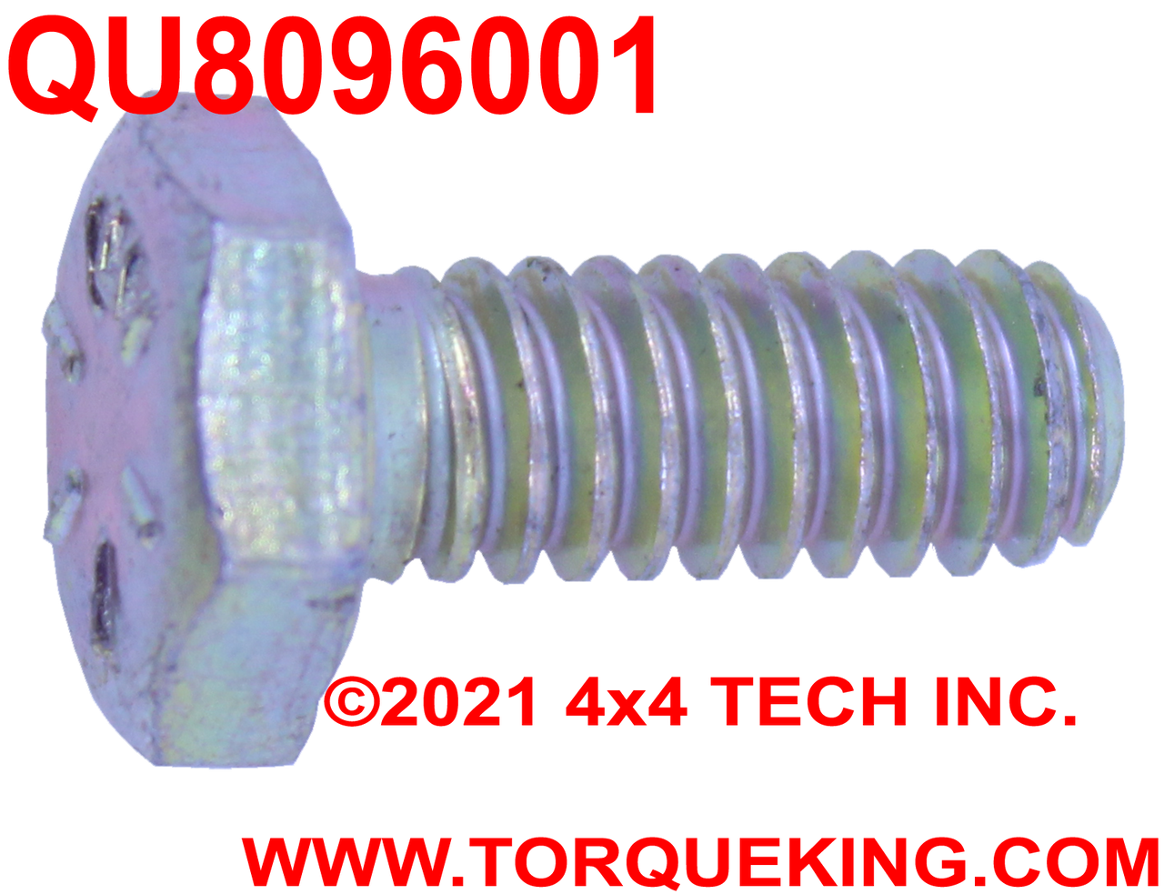 QU8096001 1/4-20 x 5/8 UNC Grade 8 Coarse Thread Hex Head Bolt Torque King 4x4