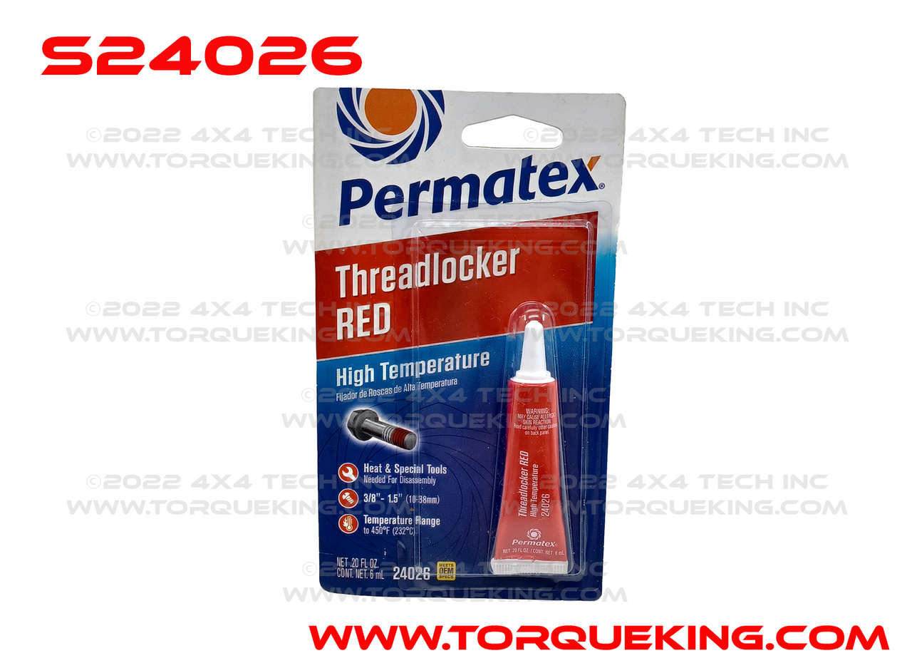 S24026 6 ml Tube Permatex High Strength Threadlocker Gel Torque King 4x4