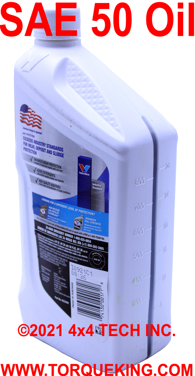 Valvoline SAE 50 Engine and Manual Transmission Oil Torque King 4x4