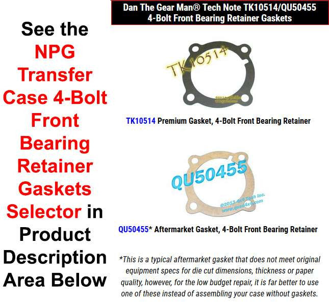 TK10514/QU50455 4-Bolt Front Bearing Retainer Gaskets Selector Torque King 4x4