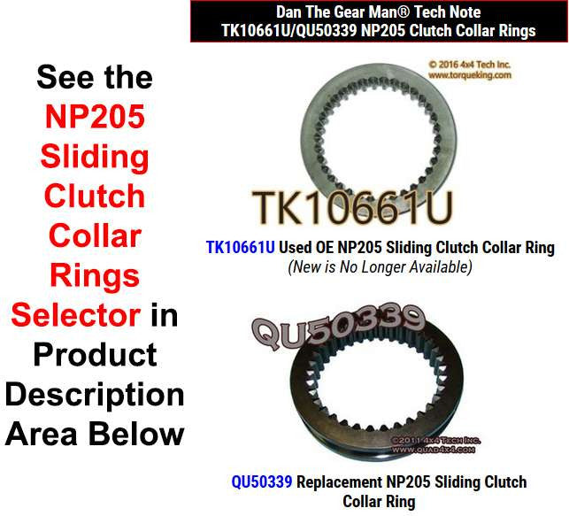 TK10661U/QU50339 NP205 Sliding Clutch Collar Rings Selector Torque King 4x4