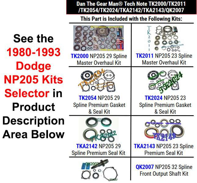 TK2000 TK2011 TK2054 TK2024 TKA2142 TKA2143 QK2007 NP205 Kits Selector Torque King 4x4