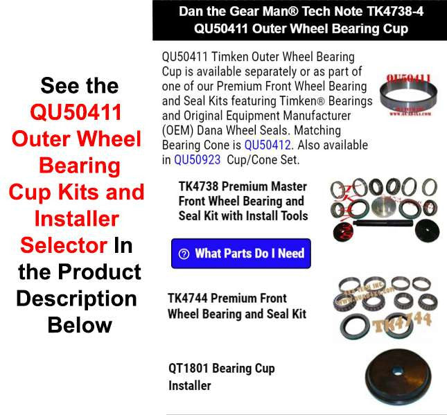 TK4738-4 QU50411 Outer Wheel Bearing Cup Torque King 4x4