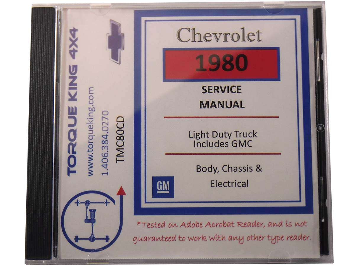 TMC80CD 1980 Chevy and GMC Factory C/K Truck Repair Manual on CD Torque King 4x4