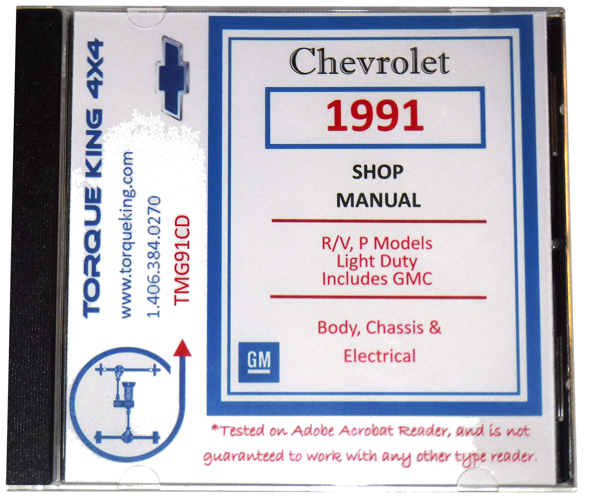 TMG91CD 1991 Chevy and GMC R/V Truck Factory Service Manual on CD Torque King 4x4
