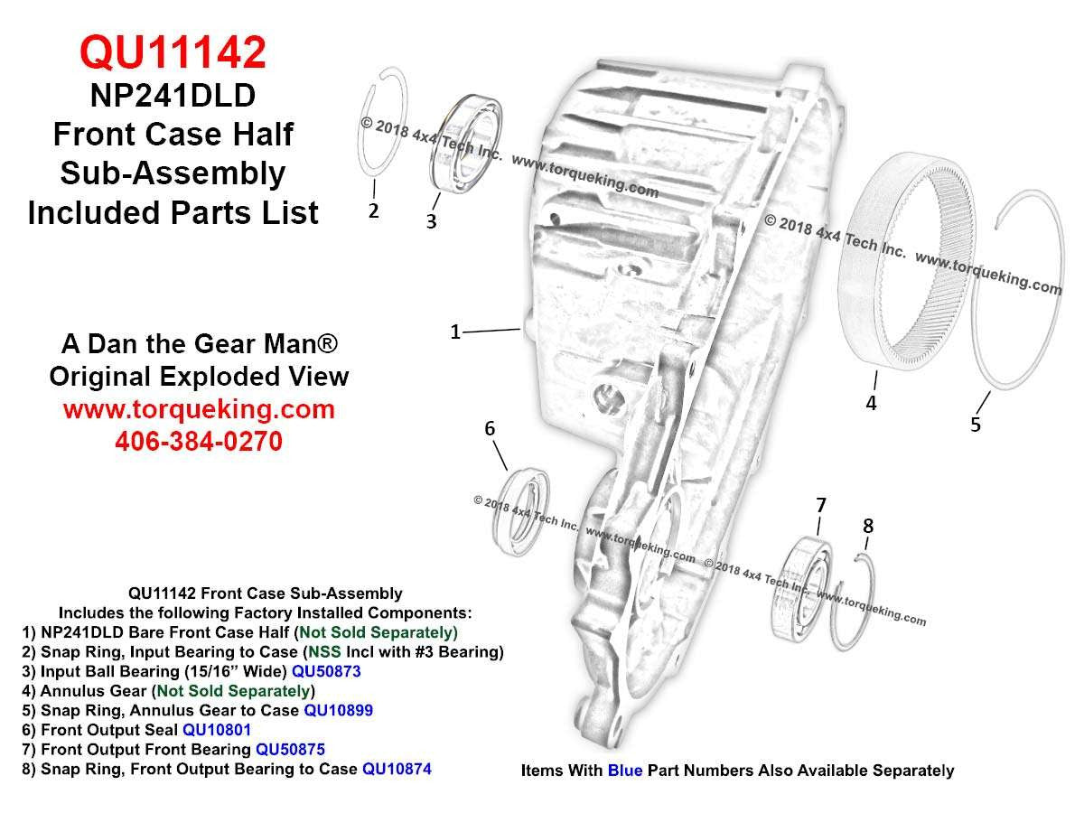 QU11142 NP241DLD Transfer Case Front Case Half 1994-2002 Ram 2500 Torque King 4x4